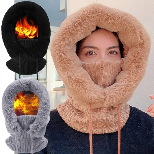 Knitted Fleece Winter Scarf Mask for Cold Weather